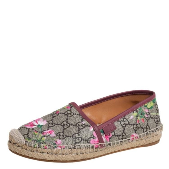FLASH SALE❗️Gucci GG Bloom Floral Print Logo Monogram Canvas Espadrilles Slip … - Picture 4 of 16